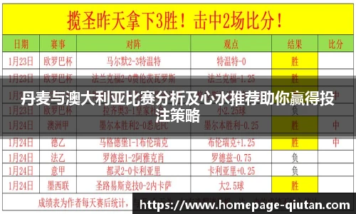 丹麦与澳大利亚比赛分析及心水推荐助你赢得投注策略
